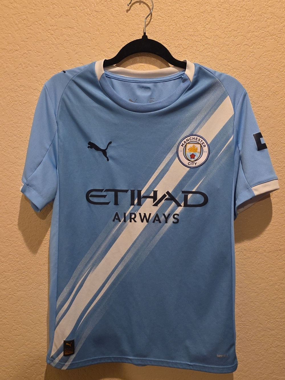 Puma Light Blue and White Manchester City Soccer Shirt